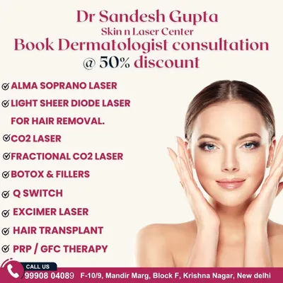 I offer a comprehensive range of dermatological services, from advanced laser hair removal to cosmetic procedures like Botox and fillers, and specialized treatments like hair transplant and PRP. This graphic shows the variety of expert solutions available at my clinic.