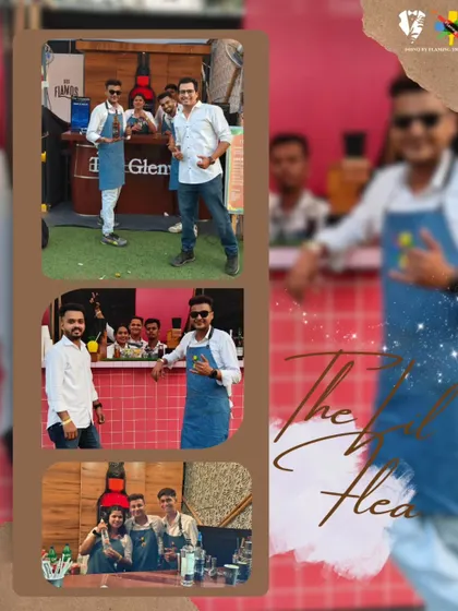 A collage of our team and setups at The Lil Flea, showcasing our versatile and energetic approach to festival bartending.