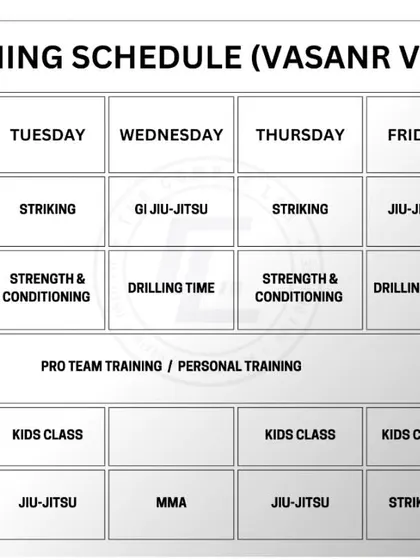 This was the schedule for our old Vasant Vihar location. We keep it here to show our history and how we've grown. We've moved all operations to our bigger and better facility in Vasant Kunj to provide a more comprehensive training experience.