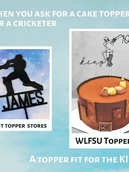 I believe a topper should tell a story. Instead of a generic silhouette, I create custom line-art designs that capture personality and motion, like this piece for a true cricket king. It’s this attention to detail that makes my toppers stand out.