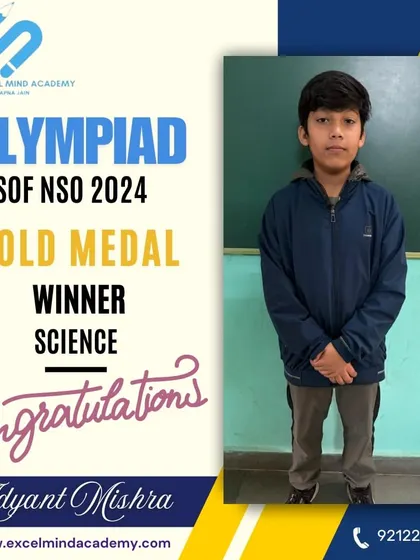 We congratulate Adyant Mishra on winning the Gold Medal in the SOF National Science Olympiad (NSO) 2024. His passion for science and his brilliant performance make us incredibly proud.