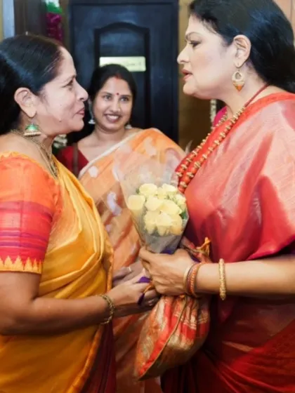 Being greeted with flowers by a well-wisher. The warmth and affection I received in Chennai were truly overwhelming.