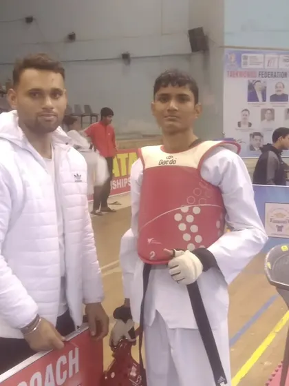 My student Rudra, ready for his fight at the national championship.