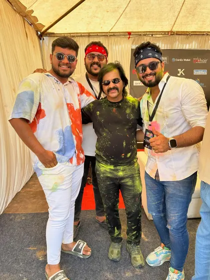 More backstage moments from the Holi festival, posing with other artists and performers. The energy behind the scenes was just as electric as it was on stage.