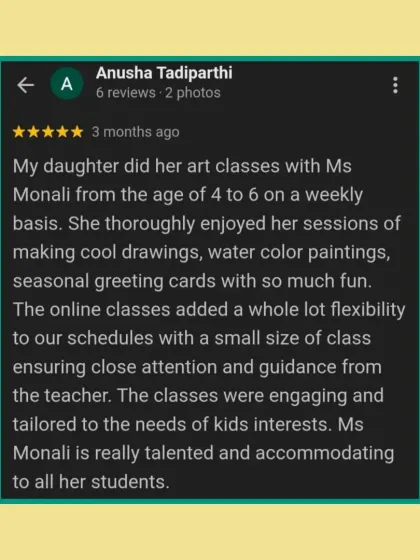 Our classes are tailored to the interests of even our youngest students. This parent shares how their daughter enjoyed making drawings and seasonal cards in our engaging and flexible online sessions.