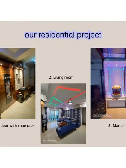 This collage showcases a full residential project, highlighting the custom safety door that cleverly incorporates a built-in shoe rack. It's a prime example of how I integrate practicality into every design element.