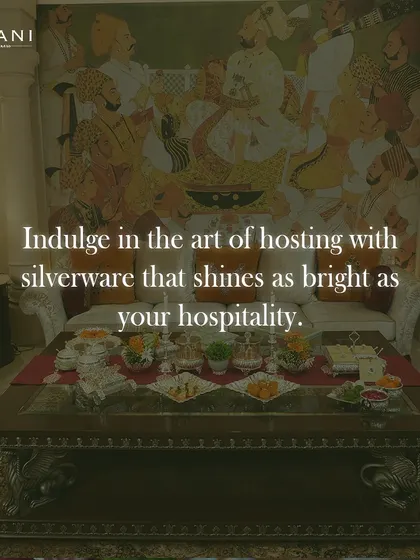I believe in the art of hosting, where hospitality shines through every detail. This setting showcases my exquisite silverware, designed to elevate your dining experience and reflect the grandeur of your welcome, turning every meal into a sophisticated occasion.