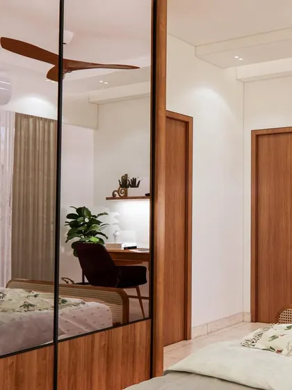 A collection of our bedroom designs, showcasing various styles from modern minimal to ethnic traditional. Each space is crafted to be a unique sanctuary, featuring custom furniture, layered lighting, and thoughtful details.