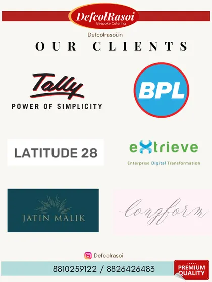 We are proud to have served a variety of corporate clients, including Tally, BPL, and Jatin Malik. We bring the same quality and taste to office parties and corporate events.