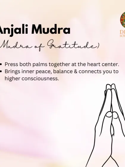 Anjali Mudra is the Mudra of Gratitude. Pressing both palms together at the heart center is a universal gesture of respect and connection that brings inner peace and balance.