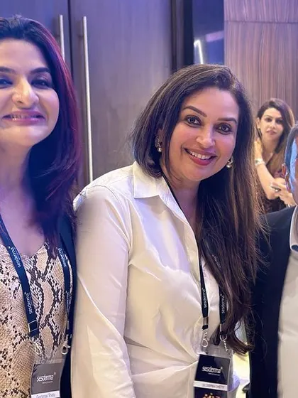 With colleagues at a Sesderma event. Partnering with innovative brands and understanding their technology helps me bring the best solutions to my clinic.