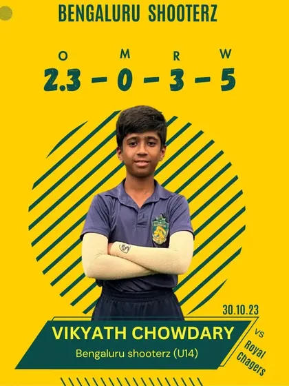 Highlighting the splendid performances of our U-14 players in a league match, including a half-century from Sreecharith and fantastic bowling spells from Vikyath and Kanishk.
