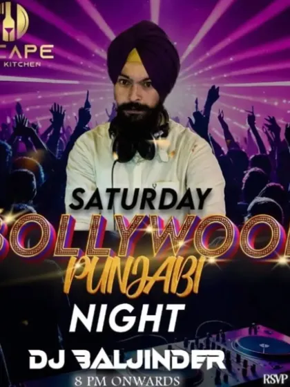 Another version of the Bollywood Punjabi Night poster for Escape Bar, showing my consistent presence at the venue.