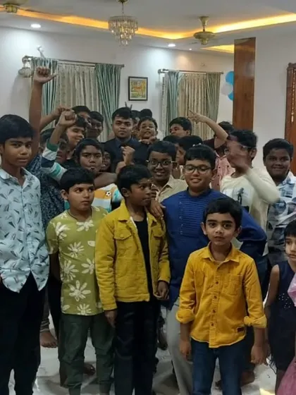 A group of excited boys after a magic show at a house party. It's always a great feeling to see so many happy faces after a performance.