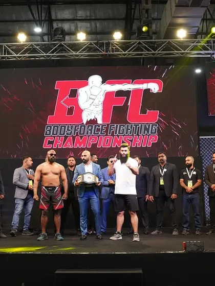 On stage at the Bodyforce Fighting Championship. Being recognized on a national stage is an honor and reflects the high standards we uphold at our gym.