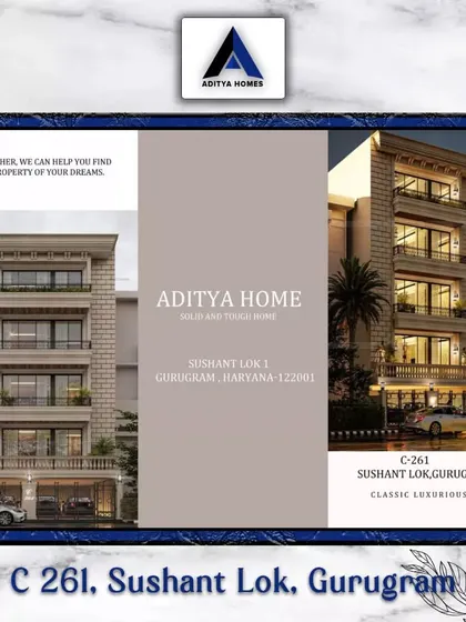 A brochure for C-261, Sushant Lok, showcasing the classic and luxurious design of the building. We redefine urban living by providing perfect homes in perfect spaces.
