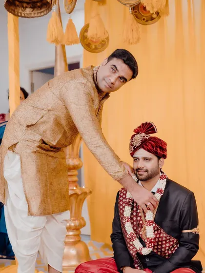 Haldi ceremonies are just as important for the groom. Here, I created a traditional and elegant space for the groom's Haldi, using classic elements that respect the sanctity of the rituals.