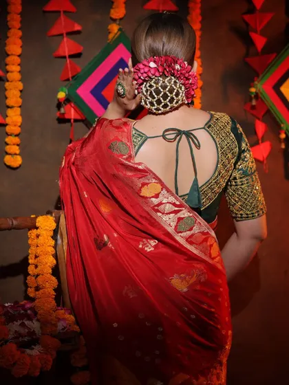 Another shot of the beautiful back design of the embroidered blouse.