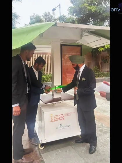 The inauguration of our Smart Solar Hut at the Ministry of New and Renewable Energy (MNRE) headquarters in Delhi. Shri Bhupinder Bhalla, Secretary to the Government of India, MNRE, officiates the ribbon-cutting, marking a significant endorsement of our technology.