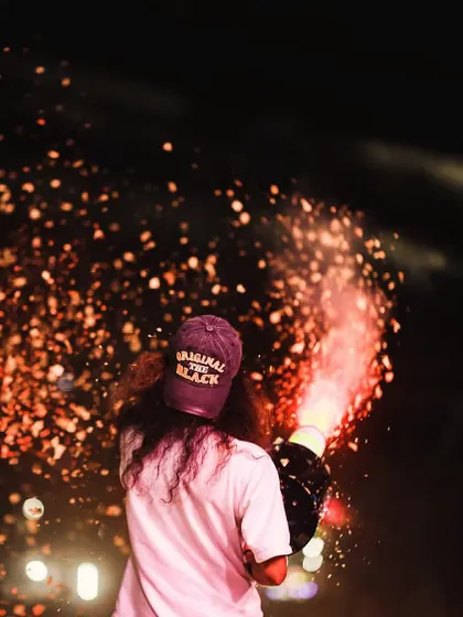 The CO2 gun fires off a blast of red-lit smoke and confetti, creating a dramatic and high-impact moment during the show.