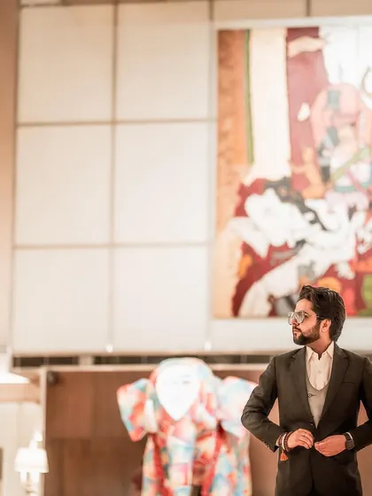 "Now it's my turn." A stylish shot taken at The Lalit hotel, showing the professional and polished look I bring to luxury events.