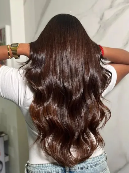 Another back view, capturing the luxurious feel of the freshly styled hair.