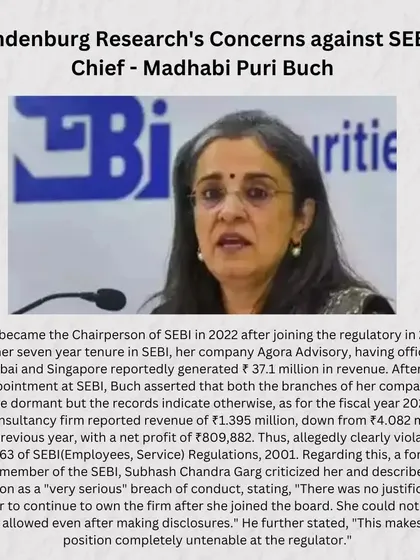 A detailed look at the concerns raised against SEBI Chief Madhabi Puri Buch, including her continued ownership of a consultancy firm after joining the regulator, which is an alleged violation of service rules.