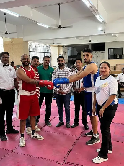 A moment of sportsmanship between two boxers at the Thane District Boxing Association event we hosted. We teach our students the importance of respect for their opponents.
