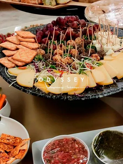 For an exclusive CXO dinner, we created this sophisticated charcuterie platter with a mix of hard and soft cheeses, savory bites, and fresh fruit. It set the perfect tone for an evening of high-level networking.