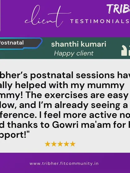 Shanthi is already seeing a difference with her mummy tummy through our postnatal sessions. She finds the exercises easy to follow and feels more active, giving a special thanks to her coach, Gowri, for the support.