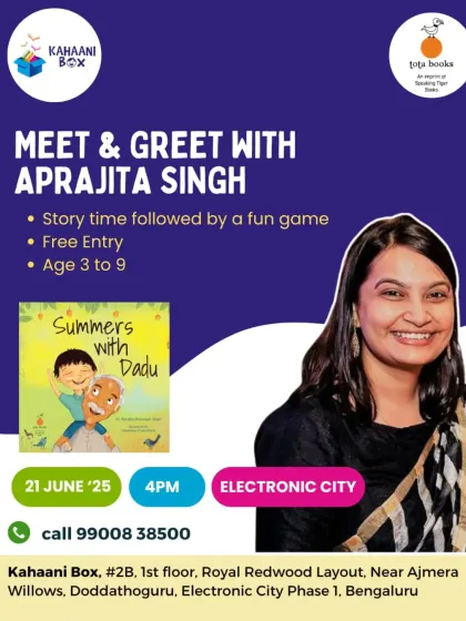 An invitation to meet author Aprajita Singh for her heartwarming book 'Summers with Dadu'. We made sure to invite parents too, as we knew the story would bring back their own childhood memories.