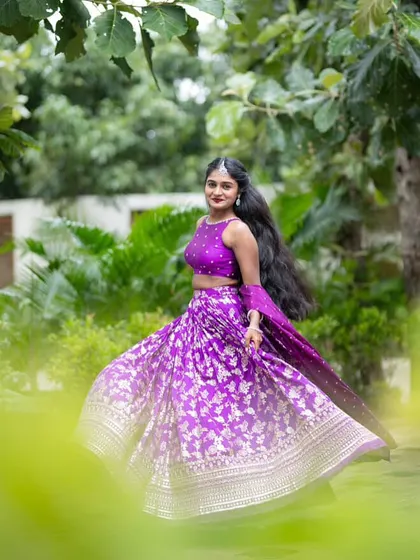 That perfect twirl shot is a power move. This Banarasi lehenga was made for moments like this.