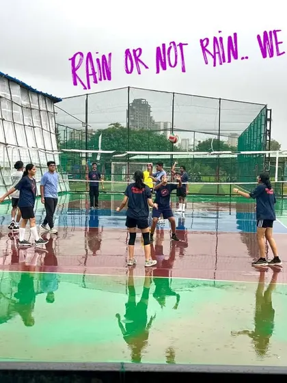 Our players training on a wet court with the caption "Rain or not rain.. we play." This shows our commitment and adaptability, finding ways to keep the game going no matter the conditions.