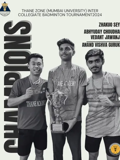 Our players celebrating their Team Championship Gold Medal at the Thane Zone Inter-Collegiate Badminton Tournament.