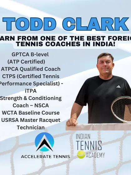 Meet our Head Coach, Todd Clark, one of the most qualified foreign coaches in India. His extensive certifications, including ATP and ITF credentials, represent the high standard of technical, tactical, and physical instruction we provide to every player at our academy.