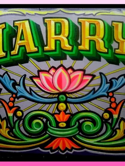 The final "Harry" sign, showing the bright colors and clean execution of the design. These custom pieces make for great personal or professional signage.
