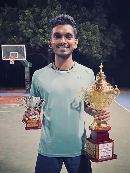 Proud of Prabhukannan for being named the best player of the tournament at the Tamilnadu State Inter-College Tournament.