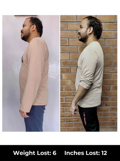 Vivek's 6-week journey is a testament to consistency. He didn't just lose 6 kgs and 12 inches; he built real muscle and strength, proving that our programs are designed for effective body recomposition.
