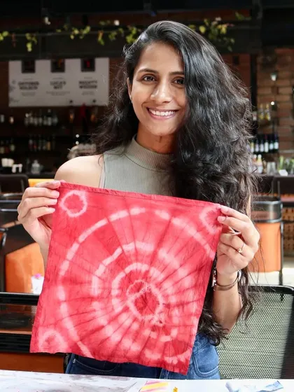 A participant showing her beautiful spiral-patterned creation. I can tailor the workshop to teach specific techniques that your group is interested in.