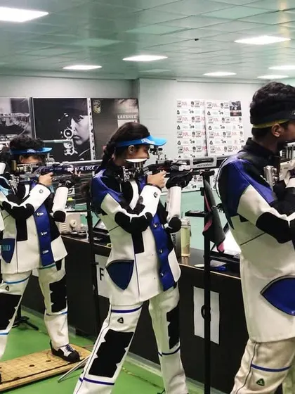 An intensive session at our shooting range towards the end of the year, with athletes staying focused and motivated.
