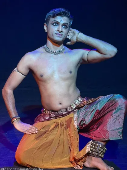 An expressive moment from a solo performance of 'ATAH'. This is where I connect directly with the audience, sharing the story through intricate expressions and gestures.