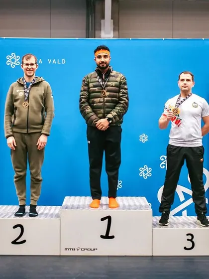 Our shooter Upraj Singh stands proudly at the top of the podium after winning an individual gold at the Elva Open Air tournament.