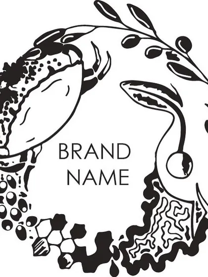 A detailed look at a vector illustration created for a new brand's logo. The intricate, hand-drawn style combines various natural and abstract elements into a circular form, showcasing the level of detail and artistry I bring to custom brand marks.