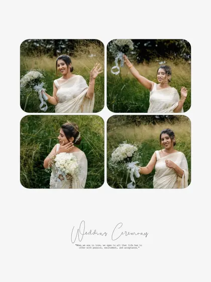 A collage of the bride's happy moments, showcasing her personality and the joy of the occasion.