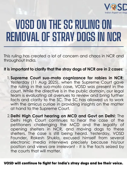 I am clarifying my position on the recent SC ruling. Our legal team is evaluating all avenues to review the directive and present facts to the court. We will continue to fight for India's stray dogs and be their voice.
