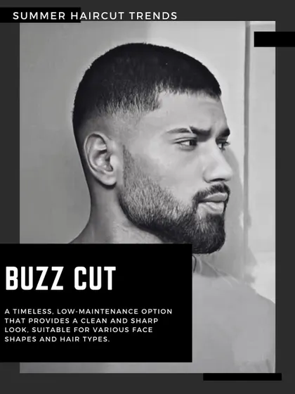 The Buzz Cut is the ultimate low-maintenance, high-impact style. It's a timeless and sharp look that provides a clean slate, suitable for various face shapes and hair types.