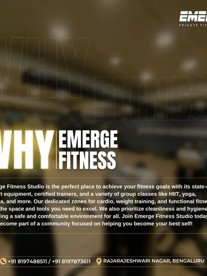 Why choose Emerge? Because we offer state-of-the-art equipment, certified trainers, diverse group classes, and a clean, safe environment focused on helping you become your best self.