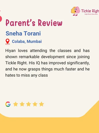 "Hiyan loves attending the classes and has shown remarkable development... His IQ has improved significantly." We are so happy to hear about Hiyan's progress. Thank you, Sneha Torani from Colaba!