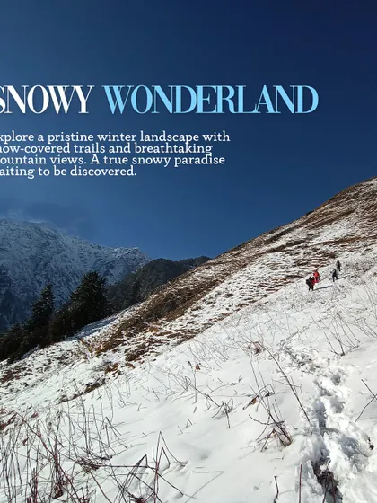 A snowy wonderland on the Mangankot trek. With recent snowfall, the trails around Manali become a true paradise waiting to be discovered.
