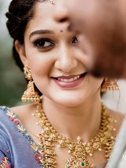 A close-up shot with her groom, capturing a moment of connection.